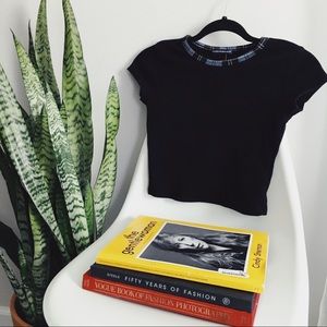 Brandy Melville Plaid Neck Baby Tee